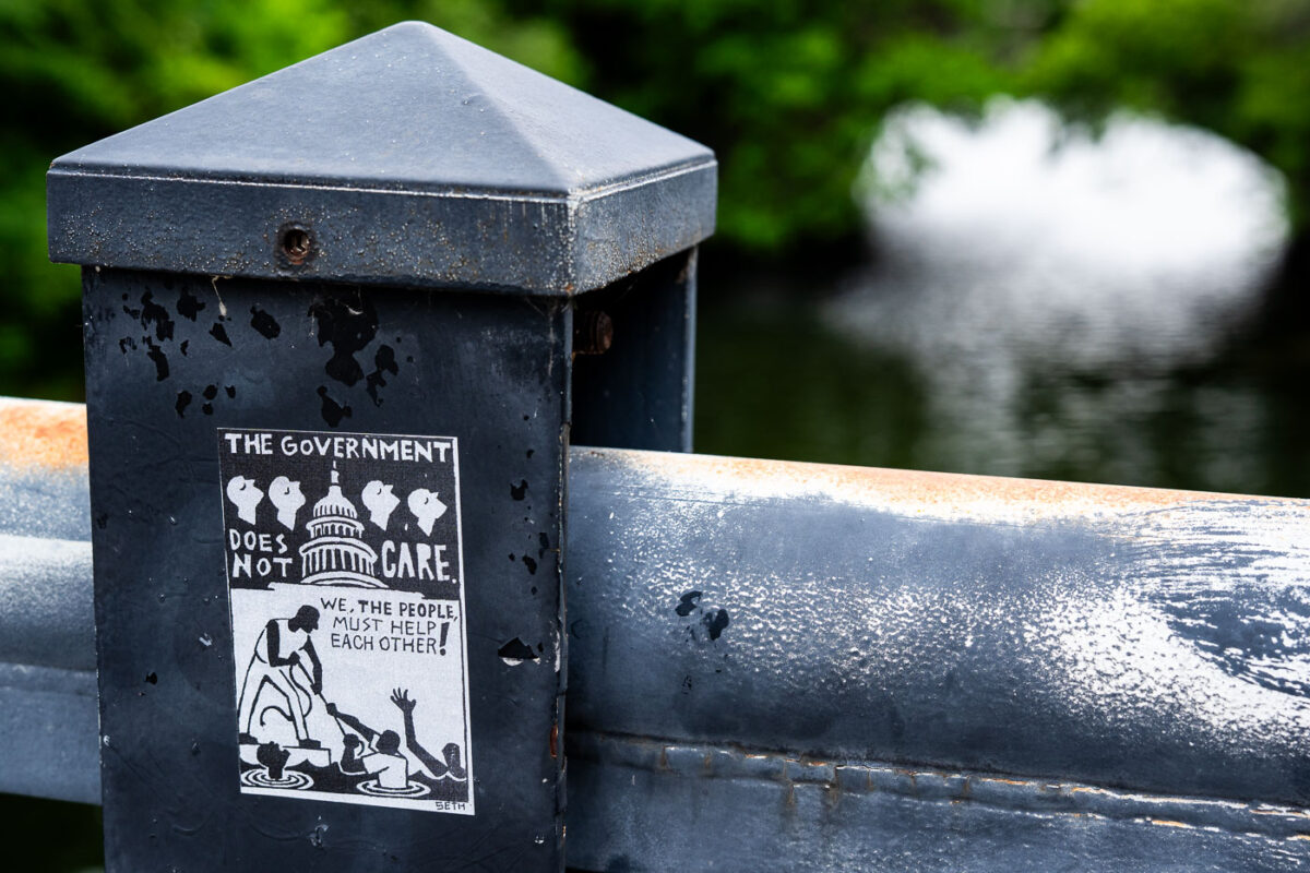 The Government Does Not Care sticker in Minneapolis