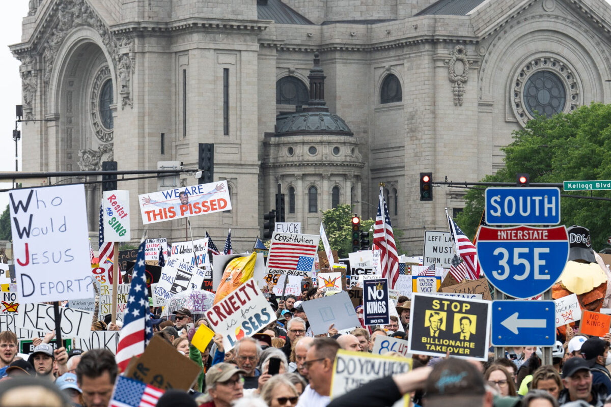 Despite warnings from the law enforcement not to attend today’s No Kings rally after this mornings shootings of Minnesota lawmakers with the killer on the lose, the No Kings Rally is happening at the Minnesota State Capitol in St. Paul.