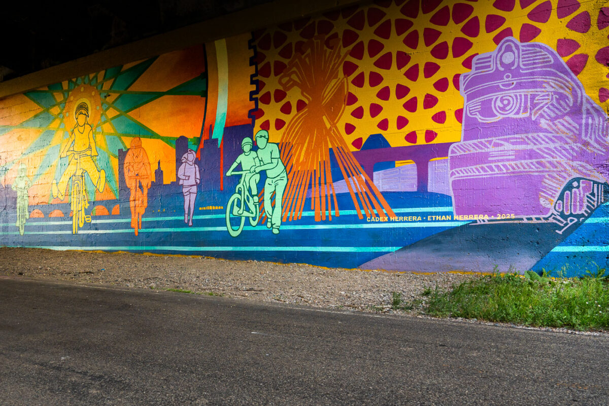 Bike mural on the Midtown Greenway by Cadex Herrera in Minneapolis