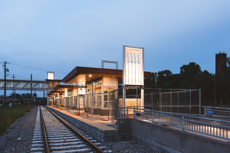Bryn Mawr Station on the Metro Transit Green Line Extension in Minneapolis 3 Bryn Mawr Station during blue hour