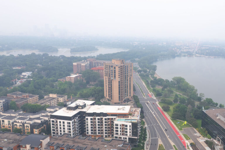 Canadian wildfire smoke returns to Minneapolis 1 Canadian wildfire smoke covers Minneapolis, Minnesota in July 2025.
