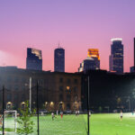 Soccer games at Elliot Park in Downtown Minneapolis as Canadian wildfire smoke rolls in once again.