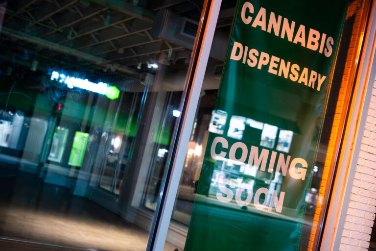 Cannabis DIspensary Coming Soon in Uptown Minneapolis 1 A Cannabis Dispensary Coming Soon banner in the window of the long vacant Jon English Salon, at 1439 Lake Street in Uptown Minneapolis.