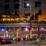 Large crowds at Cowboy Jack's bar in Downtown Minneapolis. Located on North 5th Street, the bar located across from Target Field is a popular cowboy themed sports bar.