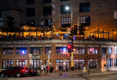 Large crowds at Cowboy Jack's bar in Downtown Minneapolis. Located on North 5th Street, the bar located across from Target Field is a popular cowboy themed sports bar.