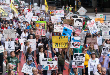 Protesters in Downtown Minneapolis as part of nationwide “Good trouble lives on” protests.

Organizers say “Good Trouble Lives On is a national day of action to respond to the attacks on our civil and human rights by the Trump administration. Together, we’ll remind them that in America, the power lies with the people.”

After gathering at the Hennepin County Government Center listening to speakers such as Toussaint Morrison, Nekima Levy Armstrong, and Lieutenant Governor Peggy Flanagan they marched through Downtown Minneapolis.