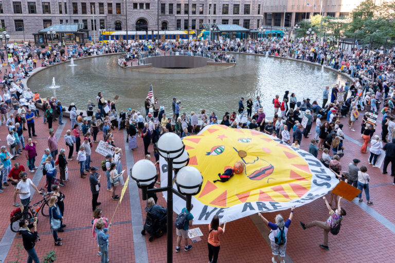 Good Trouble protesters at Government Center 4 Protesters in Downtown Minneapolis as part of nationwide “Good trouble lives on” protests.
Organizers say “Good Trouble Lives On is a national day of action to respond to the attacks on our civil and human rights by the Trump administration. Together, we’ll remind them that in America, the power lies with the people.”
After gathering at the Hennepin County Government Center listening to speakers such as Toussaint Morrison, Nekima Levy Armstrong, and Lieutenant Governor Peggy Flanagan they marched through Downtown Minneapolis.