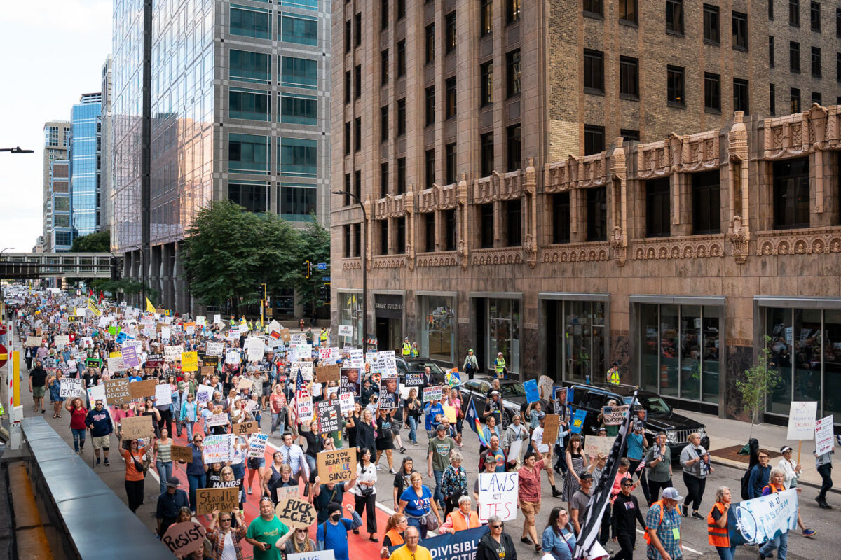 Good Trouble protesters march in downtown Minneapolis