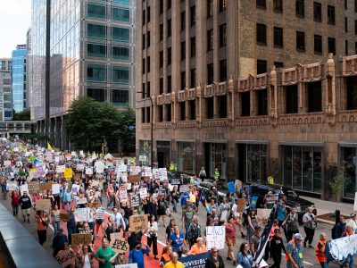 Good Trouble Protest with Signs, Downtown Minneapolis