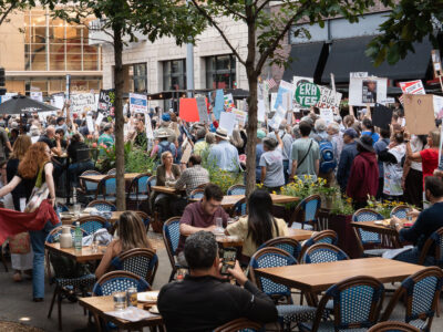Good Trouble march passes Downtown Minneapolis outdoor dining
