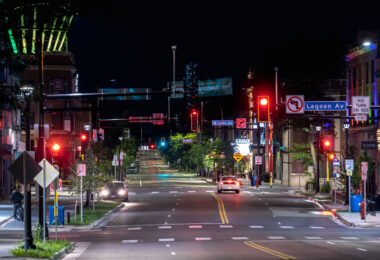 Hennepin Avenue in Minneapolis after a multi-year road construction project that brought new bike lanes.