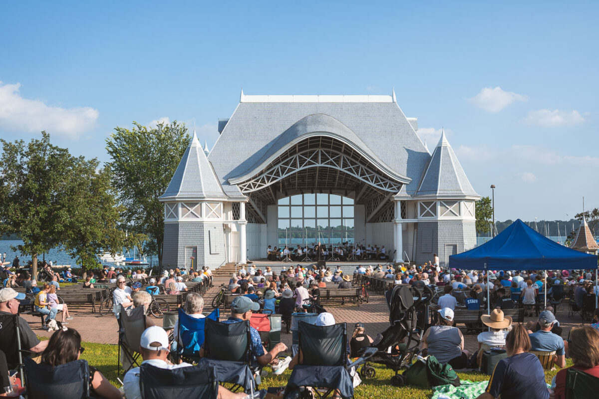 The Minneapolis Pops Orchestra performing at the Lake Harriet Bandshell on July 13, 2025.