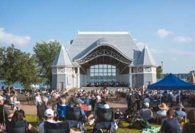 The Minneapolis Pops Orchestra performing at the Lake Harriet Bandshell on July 13, 2025.