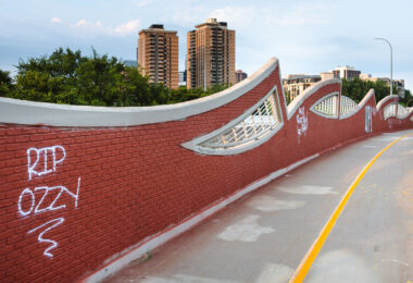 RIP Ozzy written on the Loring Greenway in South Minneapolis.