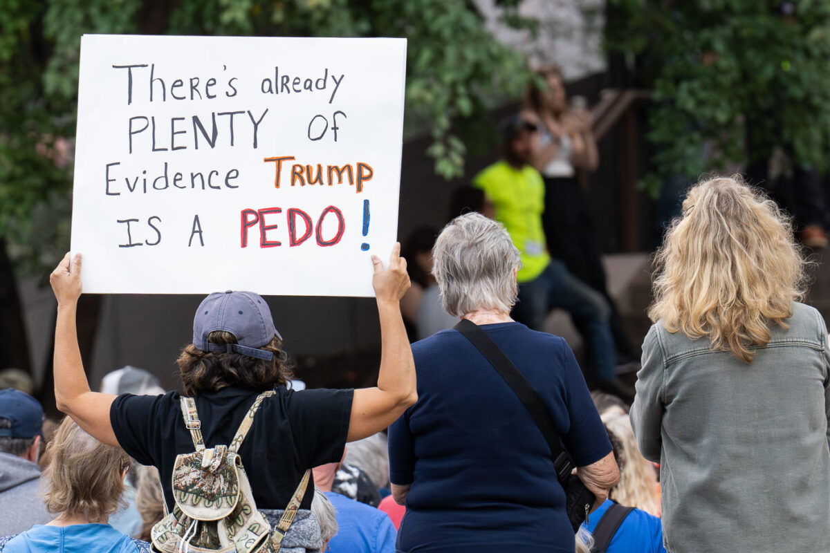 Trump is a Pedo protest sign in Minneapolis