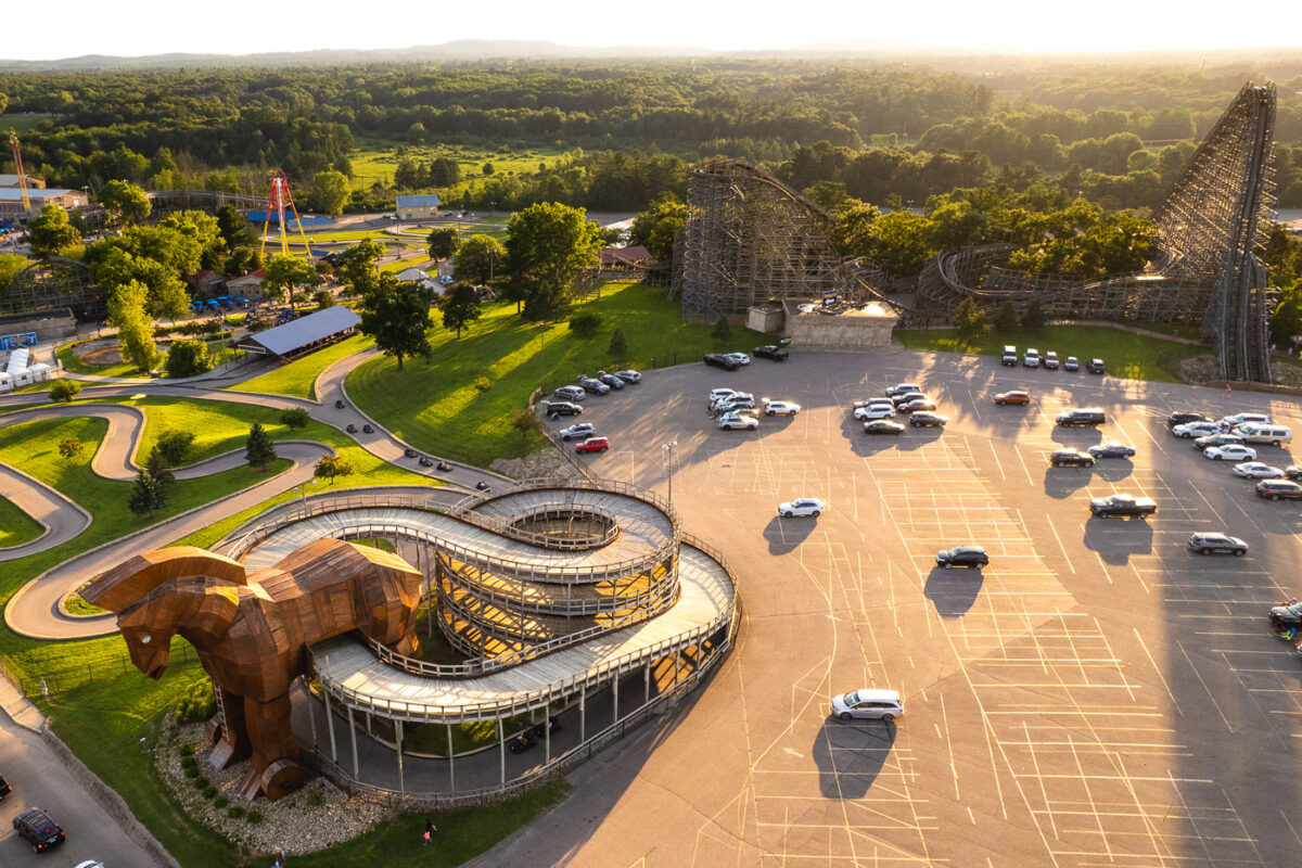 Wooden horse at Mt Olympus Water and Theme Park in Wisconsin Dells