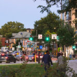 Walkers around Lake Street and Bde Maka Ska in Uptown Minneapolis.