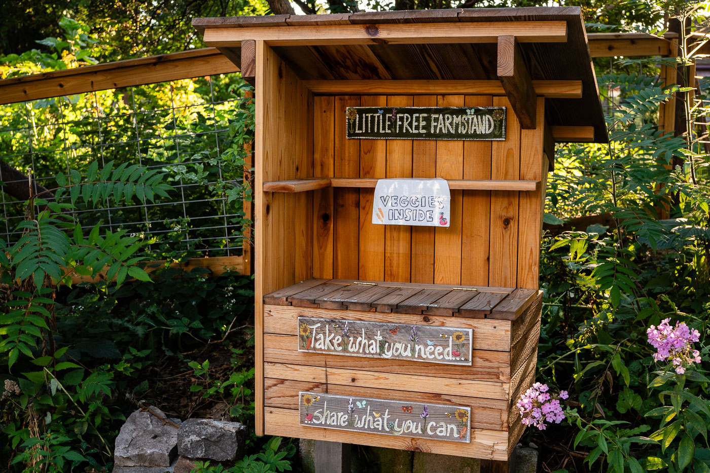 "Little Free Farmstand" offering free food. Take what you need... share what you can. Seen in South Minneapolis.