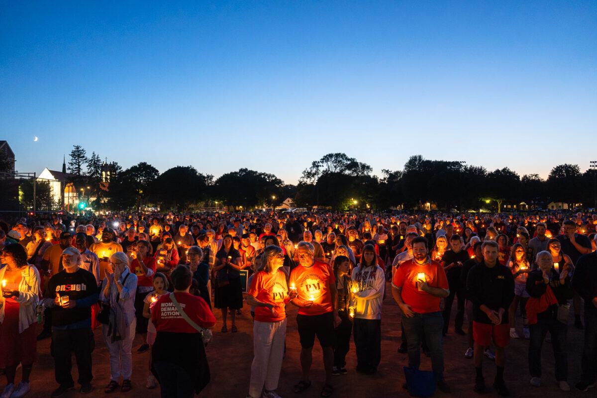 The Minneapolis community gathered at Lynnhurst Park last night for a vigil following the mass shooting at Annunciation School and Church earlier in the morning. 2 children were killed and 17 others injured. The crowd heard from speakers ranging from the Minnesota Attorney General, Minneapolis Mayor and City Council Members, and Congresswomen.