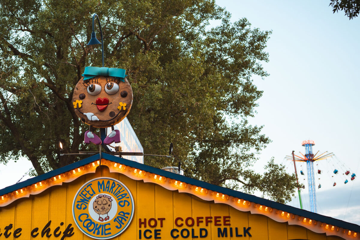 A cookie at the top of Sweet Martha's Cookie Jar at the Minnesota State Fair. Not sure if this is new or if I never noticed this before?