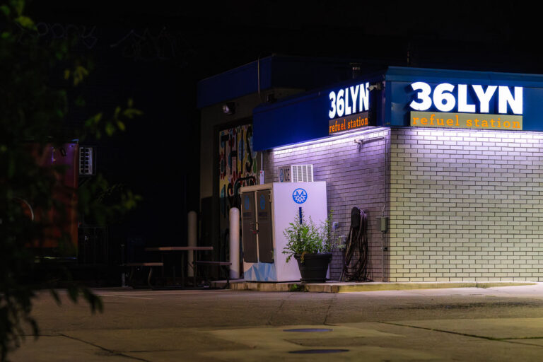 36 Lyn gas station in South Minneapolis 1 Night photo of 36 Lyn gas station in South Minneapolis.