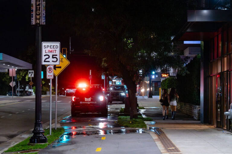 Closed bike lanes in Minneapolis 3 Every weekend night around 8pm, Minneapolis police park in the new bike lanes on Hennepin Avenue in Uptown Minneapolis.