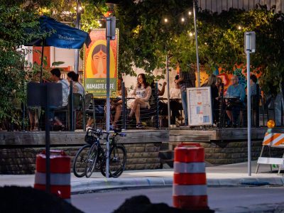 Namaste Cafe Patio during Hennepin Avenue Road Construction