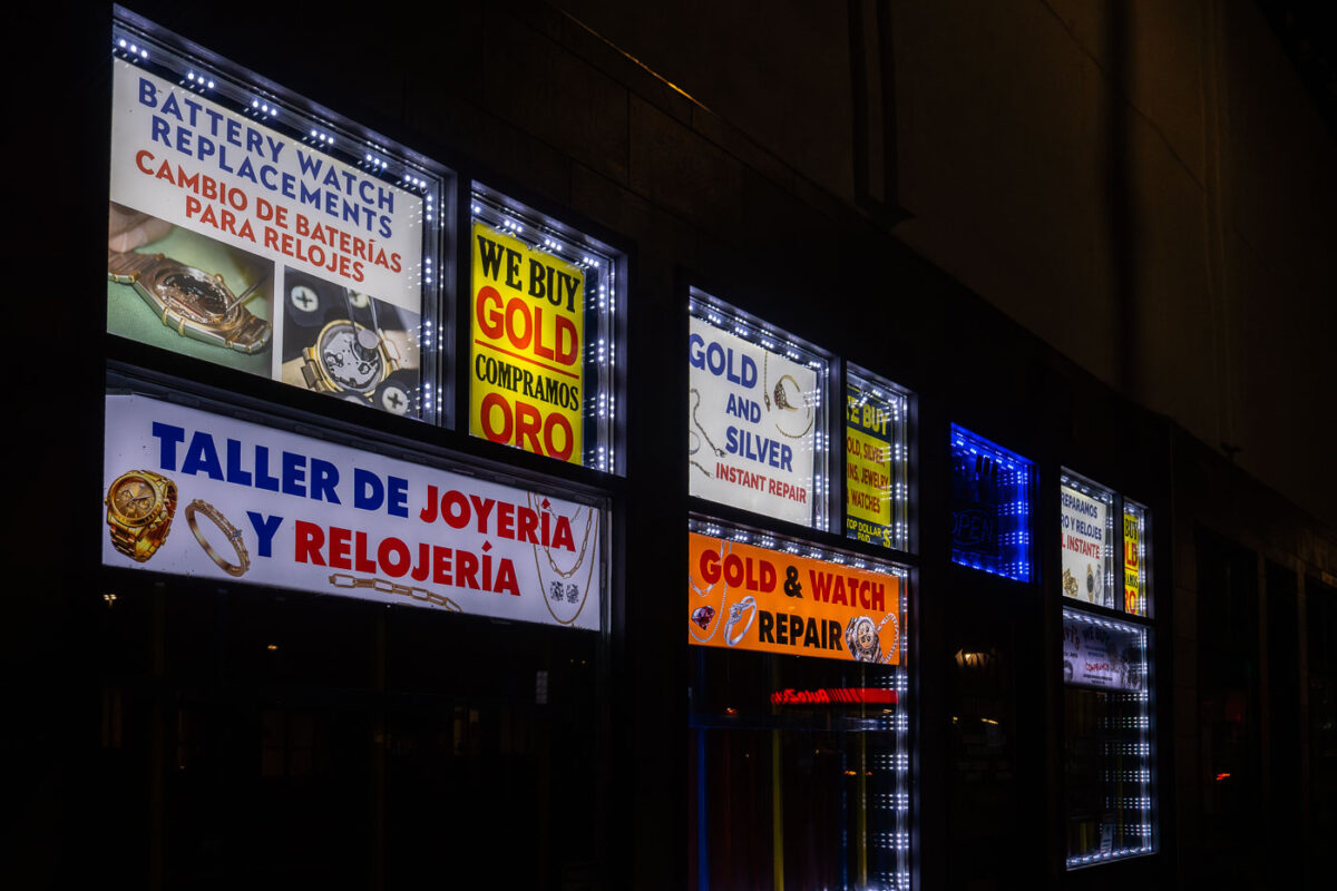 Watch repair businesses on Lake Street in South Minneapolis.