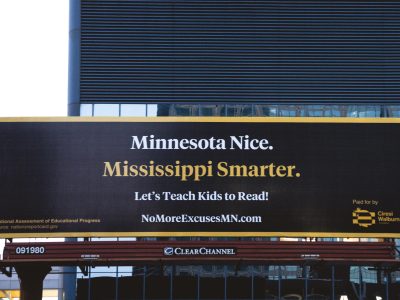 Downtown Minneapolis Billboard: Minnesota Nice Mississippi Smarter