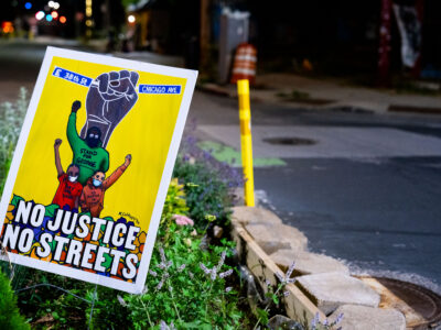 No Justice No Streets Yard Sign, George Floyd Square, Sept 2025