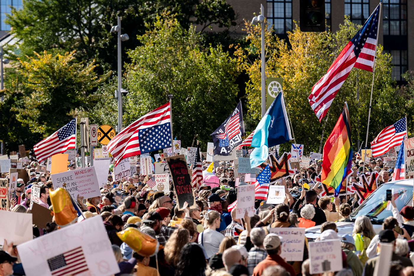 American Flags at No Kings Minneapolis