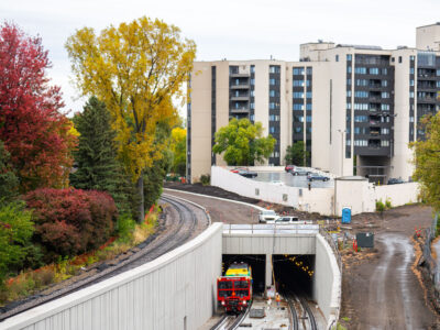 First Southwest LRT vehicle tests Kenilworth Tunnel
