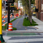 New bike lanes on Hennepin Avenue. The road had been closed for complete reconstruction.