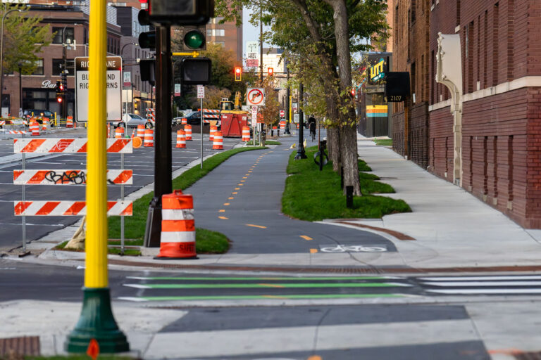 Hennepin Avenue Is Open For Bikes 1 New bike lanes on Hennepin Avenue. The road had been closed for complete reconstruction.