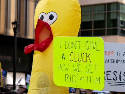 Inflatable Chicken at No Kings Protest in Minneapolis