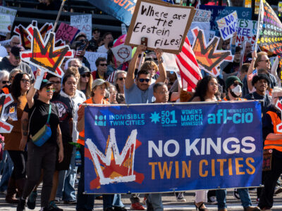 Keith Ellison marches at No Kings Minneapolis