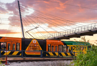 Siemens Type III S700 with Light Rail Happening Now testing wrap. The train car will be part of the new Southwest LRT Green Line Extension set to open in 2017.