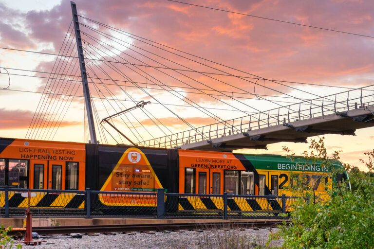 Metro Transit Siemens S700 SWLRT LRV 3 Siemens Type III S700 with Light Rail Happening Now testing wrap. The train car will be part of the new Southwest LRT Green Line Extension set to open in 2017.