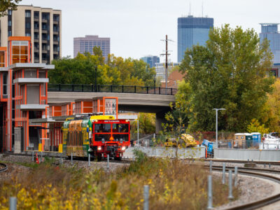 Southwest LRT train tests at West Lake Street Station, Minneapolis
