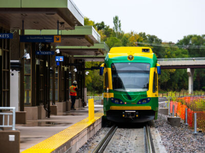 Metro Transit Light Rail Clearance Test at W 21st Street Station