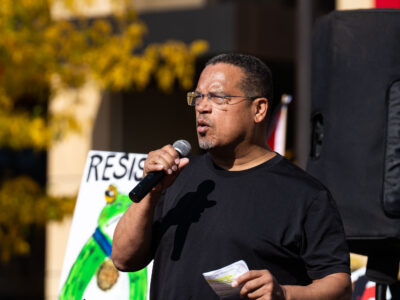 Minnesota Attorney General Keith Ellison speaks at No Kings Minneapolis