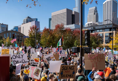 No Kings protesters at the corner of 4th and Portland.

Organizers say 100,000 participated in the October 18th protest in Downtown Minneapolis.