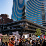 Thousands protest in Downtown Minneapolis on Saturday October 18, 2025 as part of nationwide “No Kings!” protest.