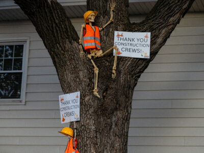 Skeleton Construction Crew Tribute on Hennepin Avenue
