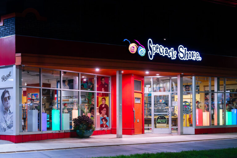 Spectacle Shoppe after Hennepin rebuild 2 The Spectacle Shoppe on Hennepin Avenue in Uptown Minneapolis with new grass and bike lane installed. The multi year project to rebuild Hennepin Avenue comes to an end next month.