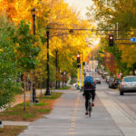 Biking on Bryant Avenue bikeway in South Minneapolis in November 2025.
