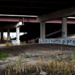 Graffiti reading "cold? burn a precint!"[sic]