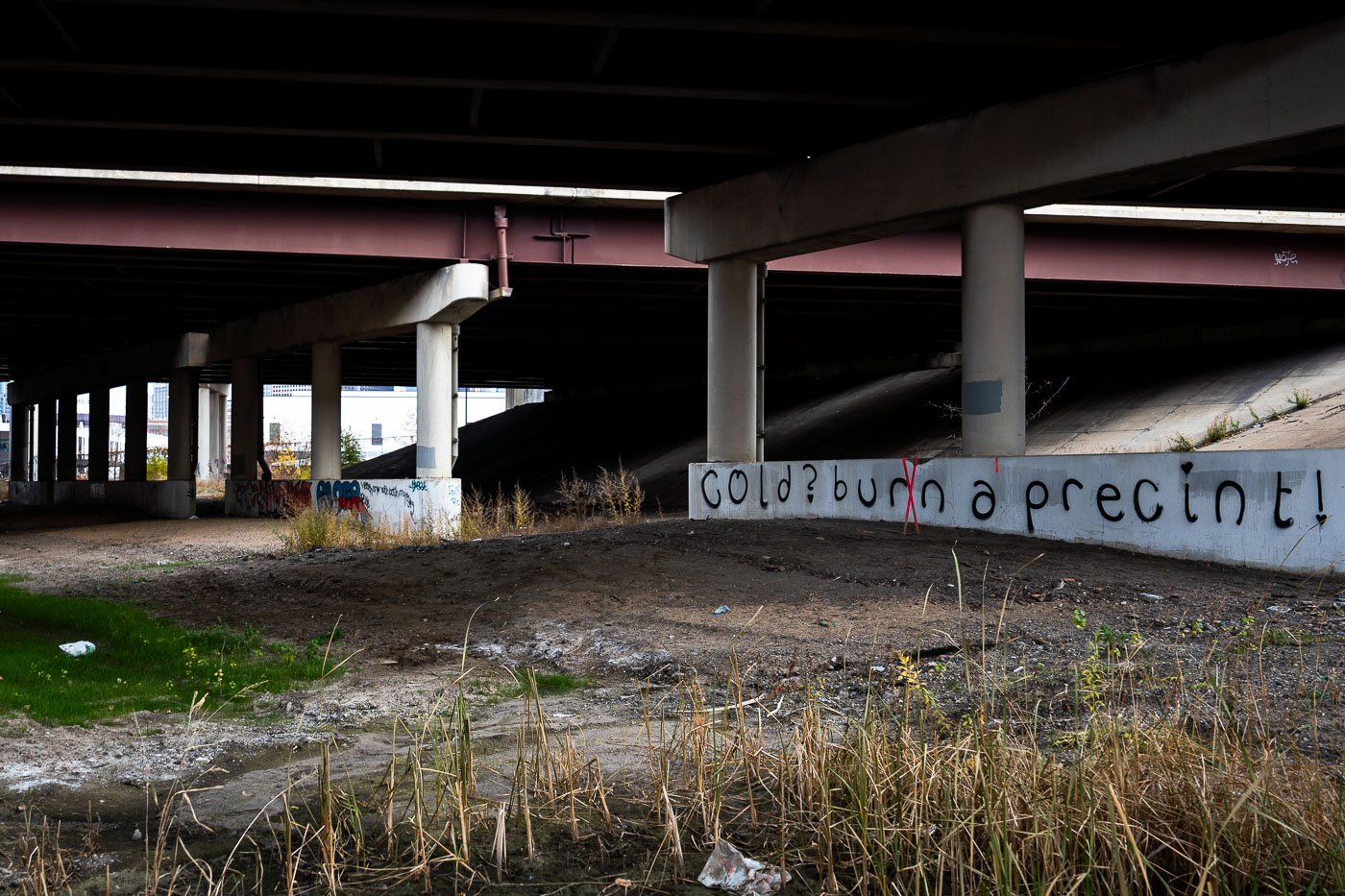 Graffiti under highway on Cedar Lake Trail