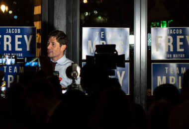 Minneapolis Mayor Jacob Frey at his election party tonight where he stopped short of declaring victory but added "We are going to stand up against Donald Trump on a national level!".

This is the 2nd election since the murder of George Floyd.