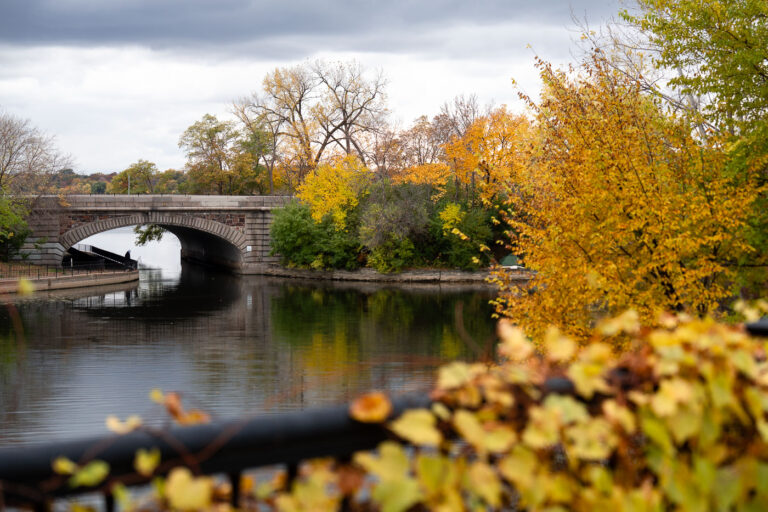 Lake Street over Bde Maka Ska Channel 1 Lake Street bridge over the channel between Lake of the Isles and Bde Maka Ska on a fall day.